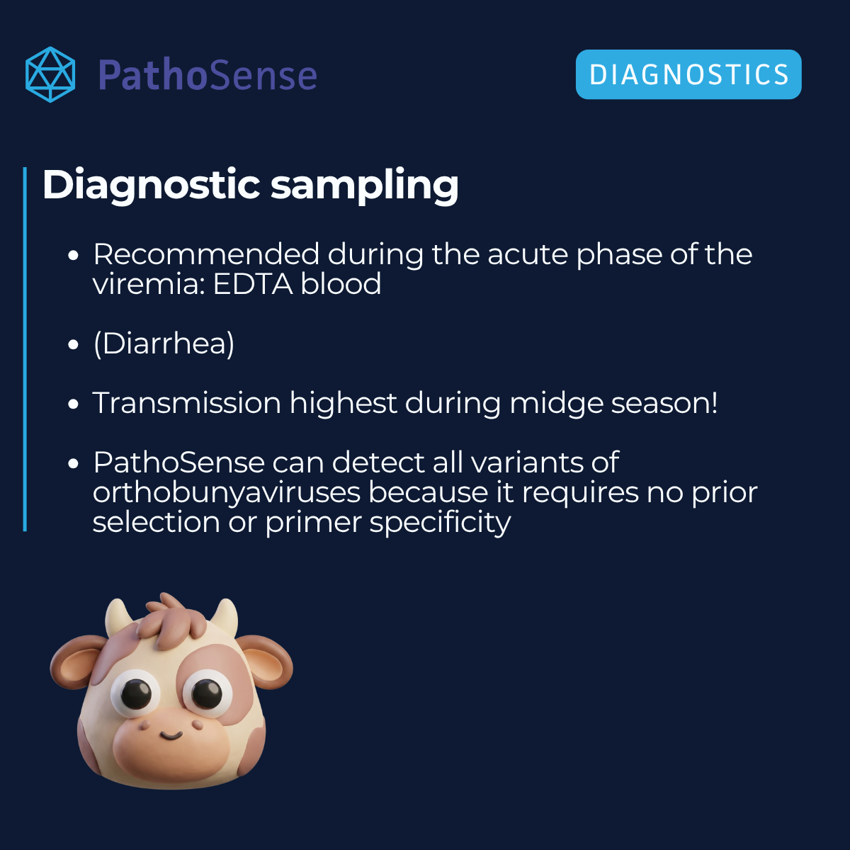 Diagnostic sampling β EDTA blood during acute viremia, midge season